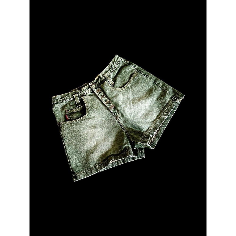 LEI Jean Shorts Green Denim Womens Sz 30" Waist High Waisted Vintage 90's Y2K‎
